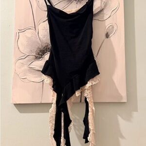 Lulu-B Black and Cream Lace Maxi Skirt